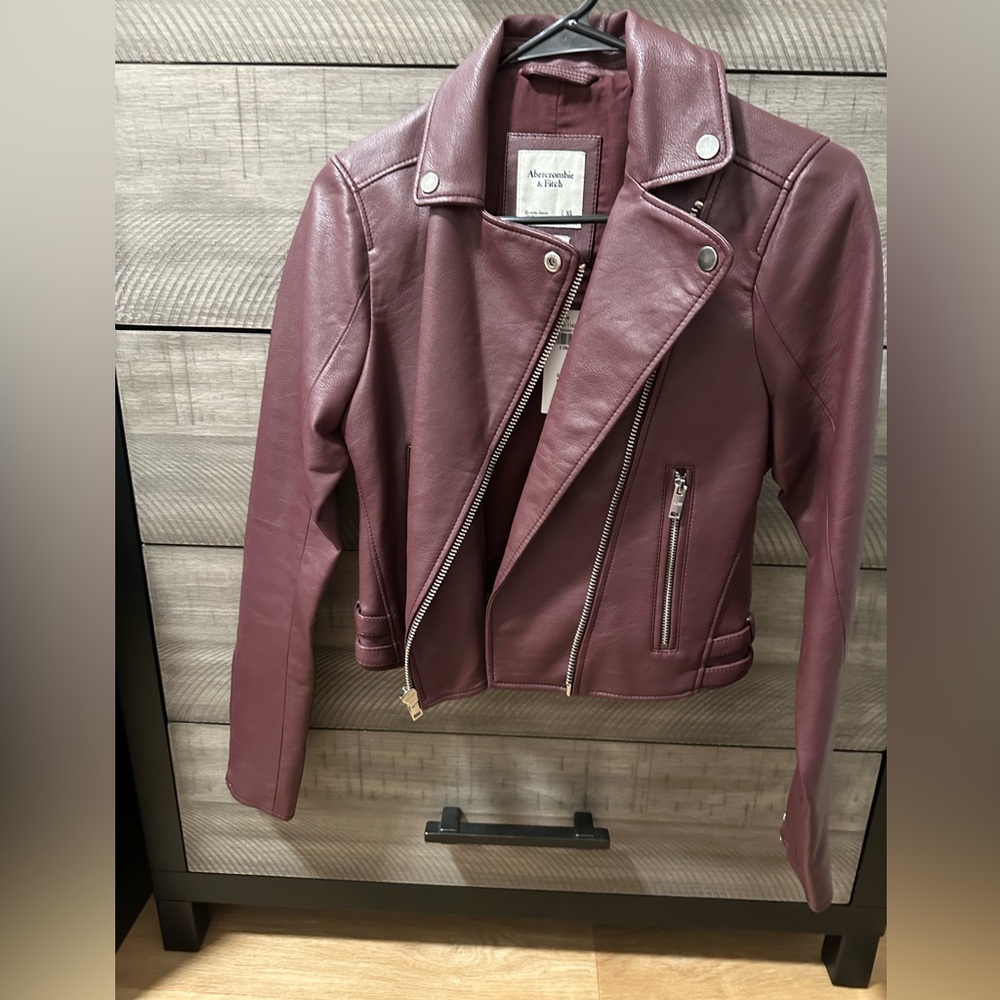 Burgundy Vegan Leather Jacket